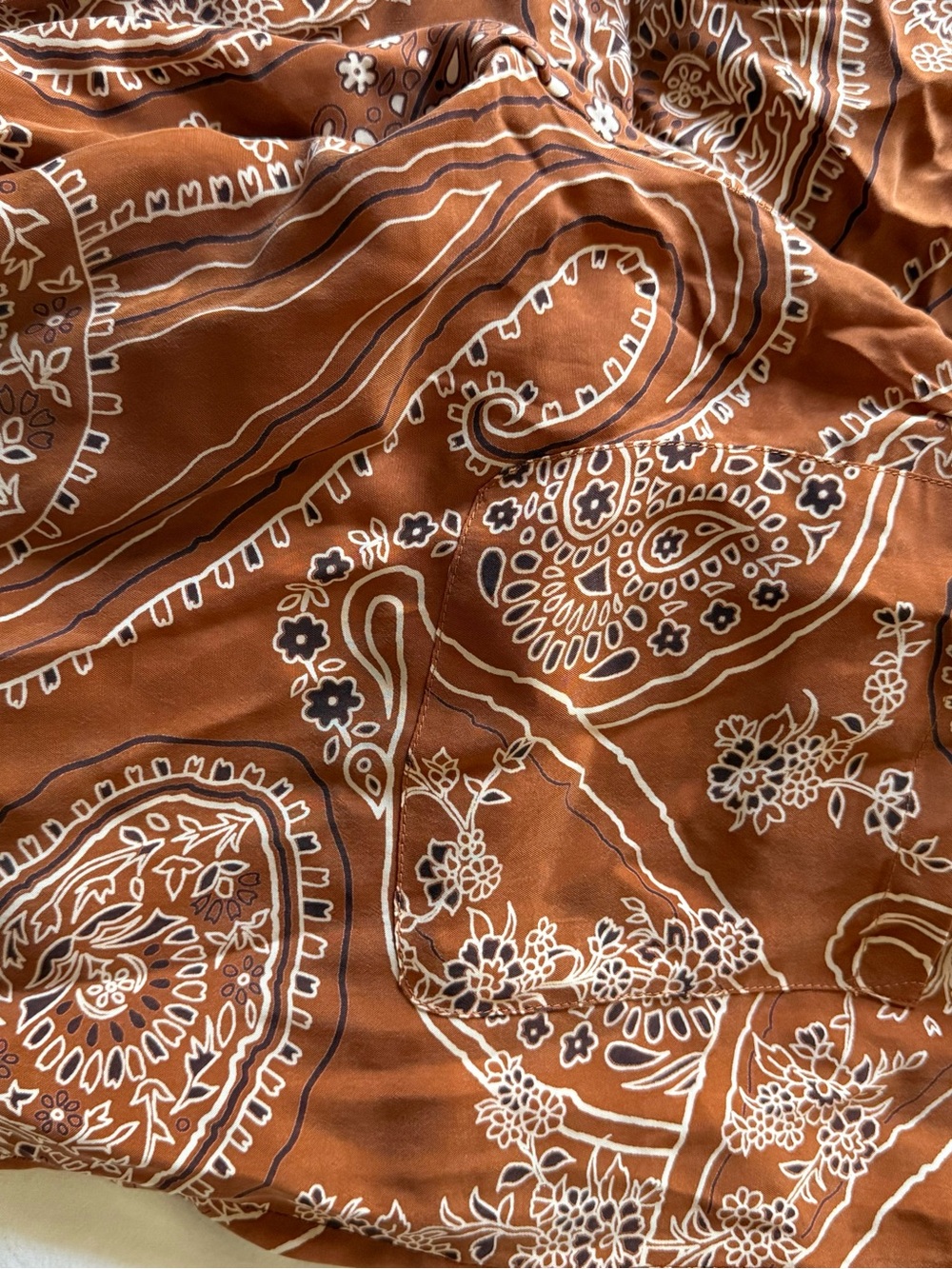 Zara Rust-Brown Paisley Buttoned Pants - Picture 3 of 5